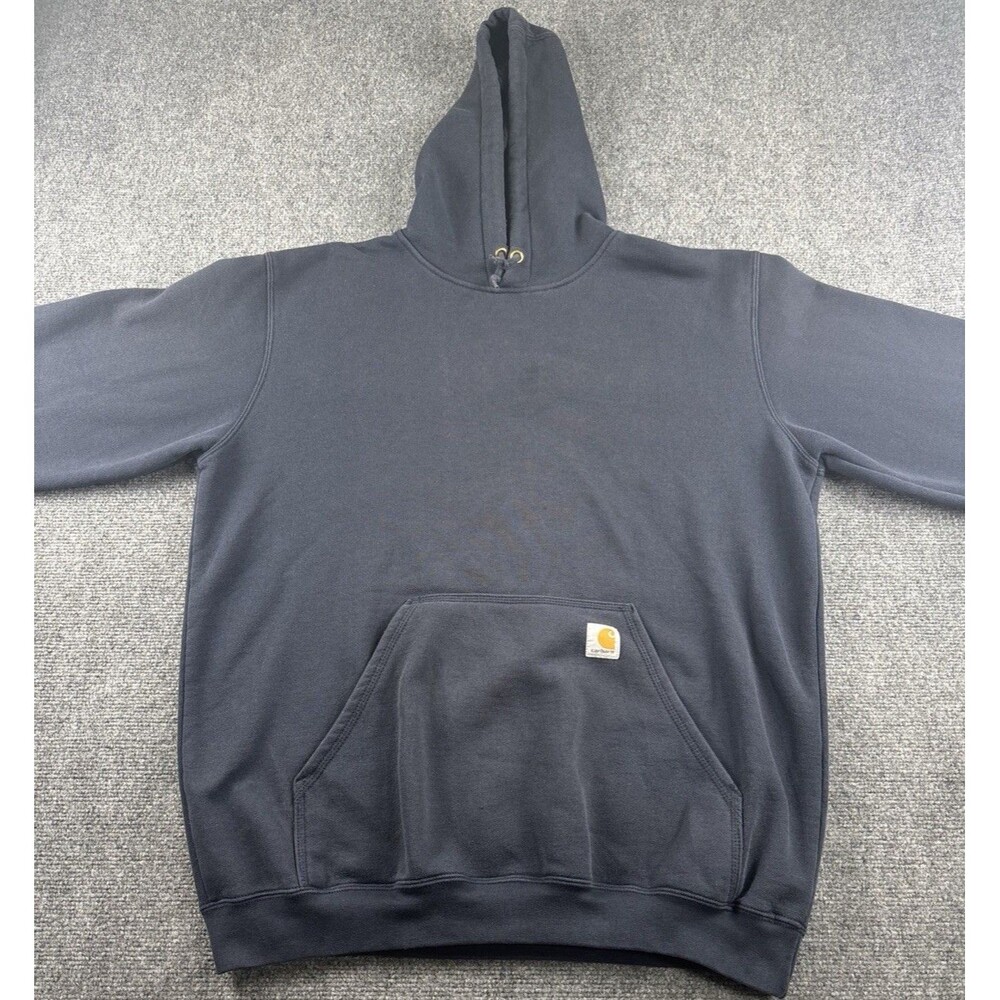Carhartt Hoodie Mens L Tall US L-T Navy Sleeve Logo Kangaroo Original Fit